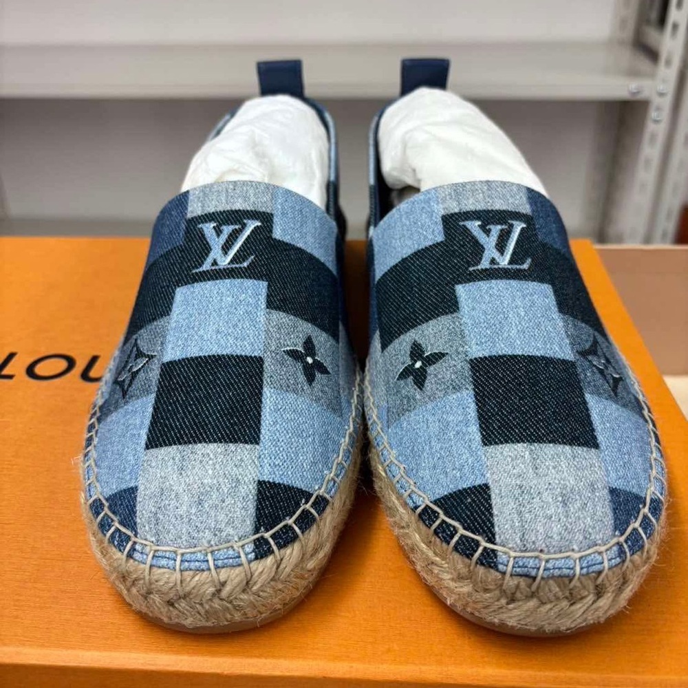 Louis Vuitton Blue Espadrilles Denim Slip-Ons